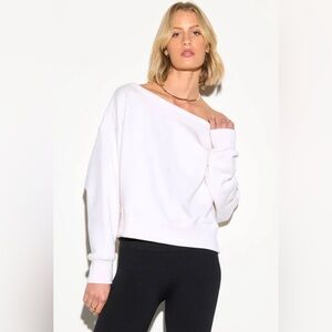 SPIRITUAL GANGSTER Off Shoulder Relaxed Fit Cotton Pullover Sweatshirt Size S